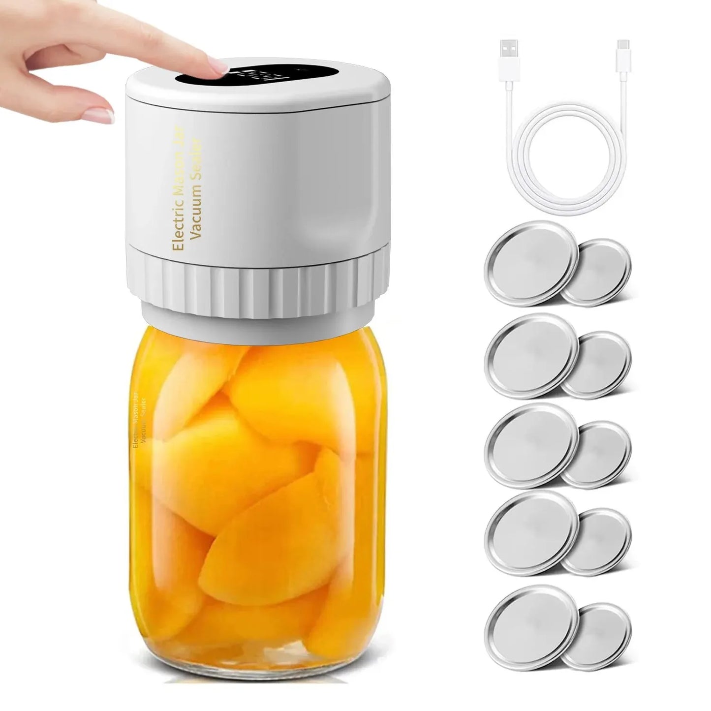 Cordless Electric Mason Jar Vacuum Sealer Kit for Wide-Mouth and Regular-Mouth Jars