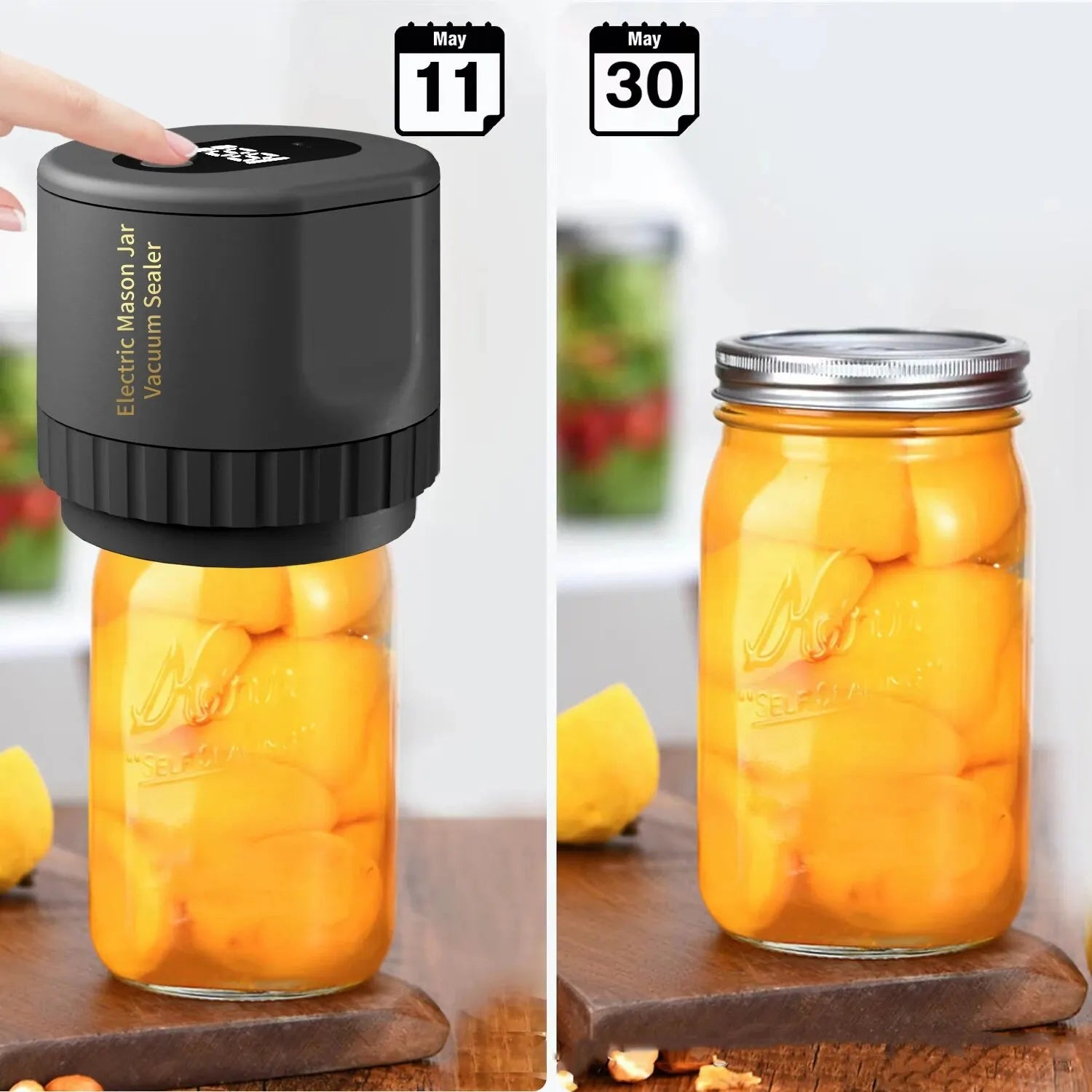 Cordless Electric Mason Jar Vacuum Sealer Kit for Wide-Mouth and Regular-Mouth Jars